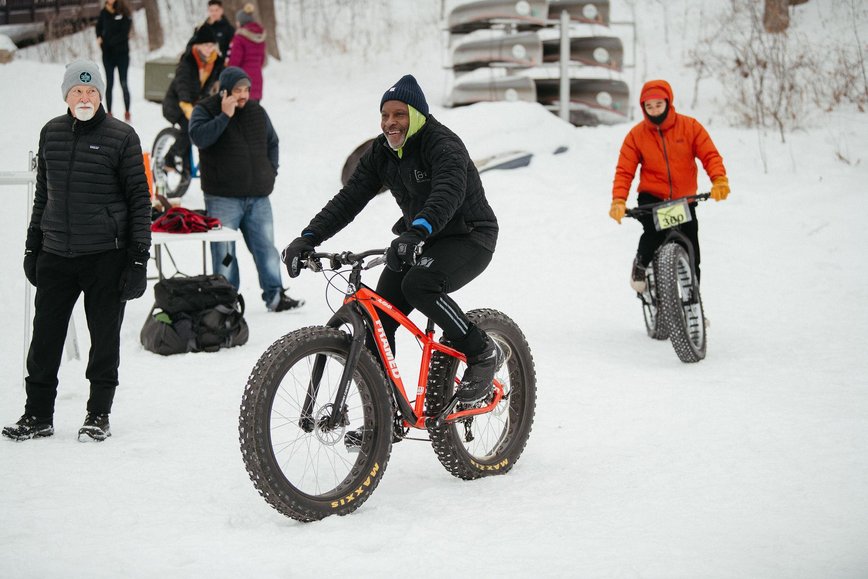 People biking in snow by Meet Minneapolis People biking in snow by Meet Minneapolis