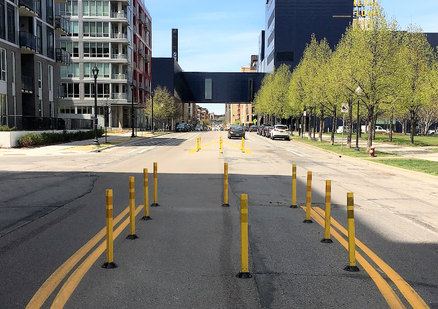 Bollards installed at 2nd Street Mill District 