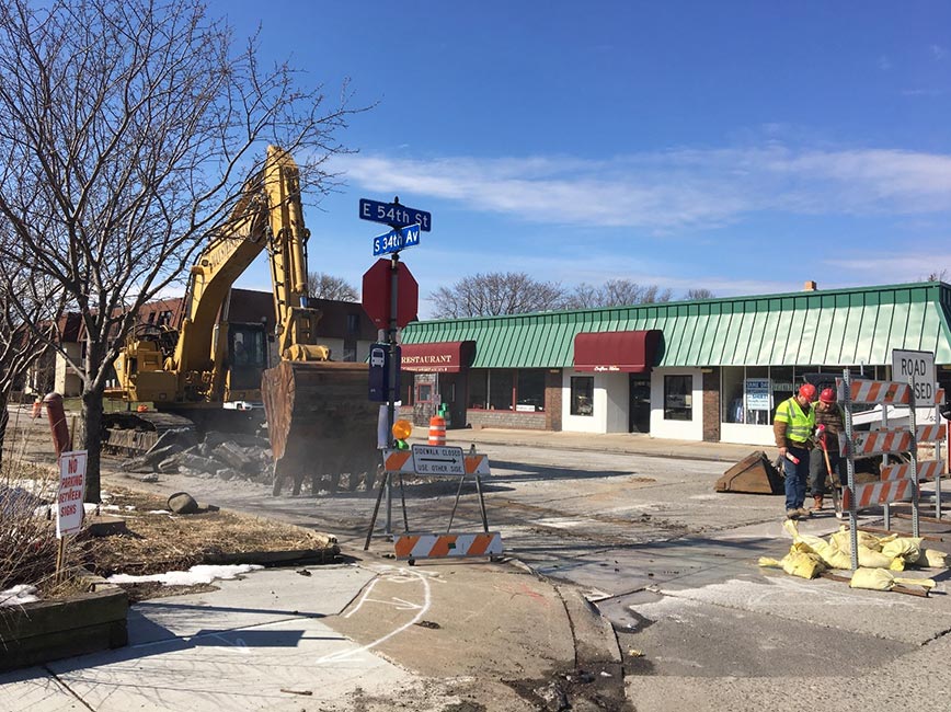 Construction in progress on 34th Ave S project