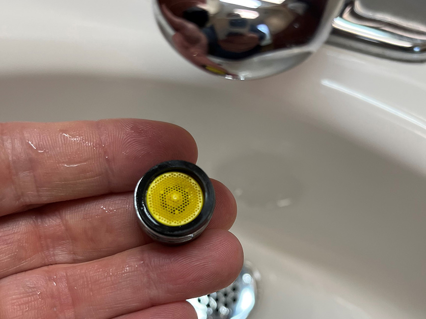 An example of a faucet aerator.