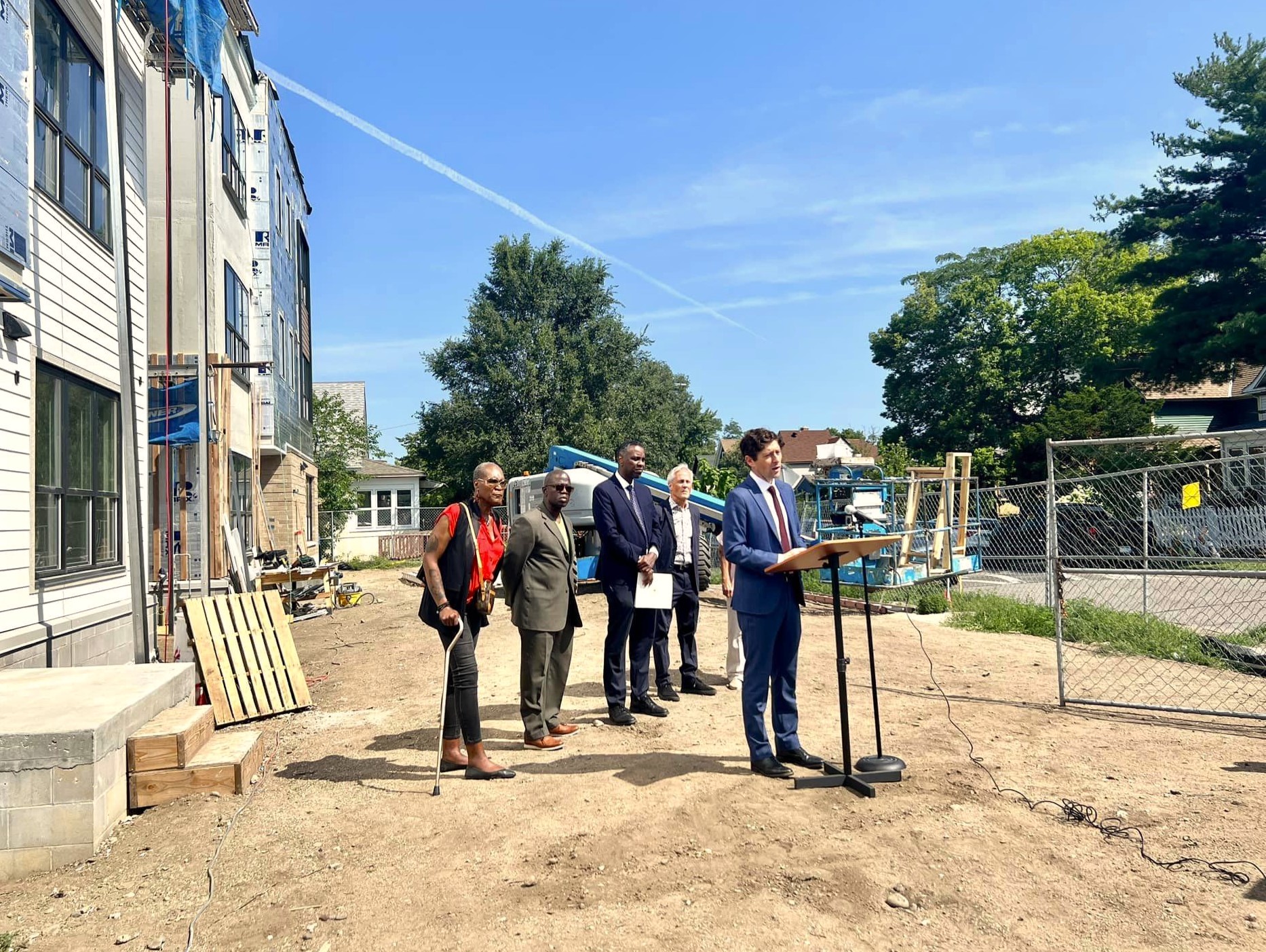 Jacob Frey responds to questions at a press conference