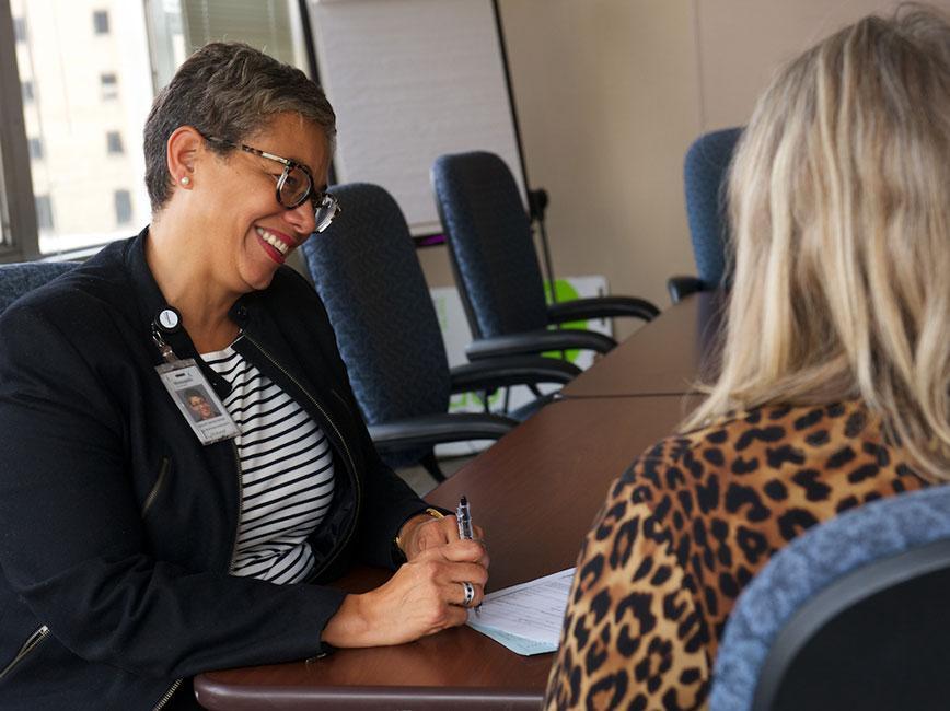 Assessor meeting with resident