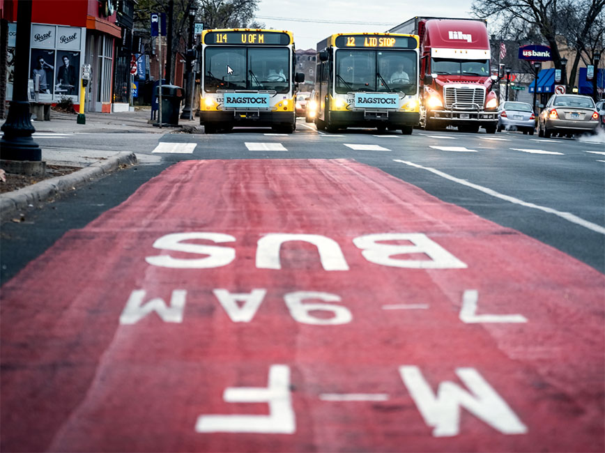 Red bus only monday - friday lane marking 