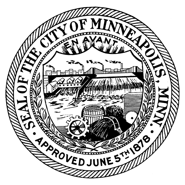 Seal of the City of Minneapolis, MN, Approved June 5th 1878, En Avant