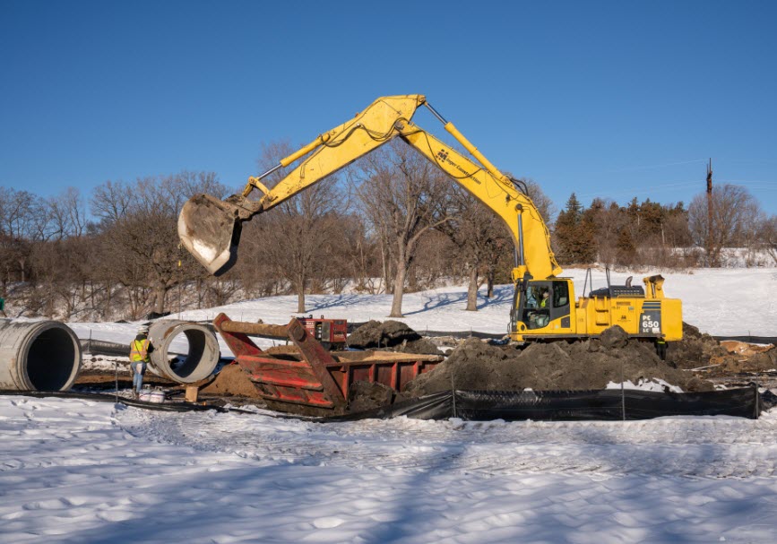 Backhoe at Columbia golf course site