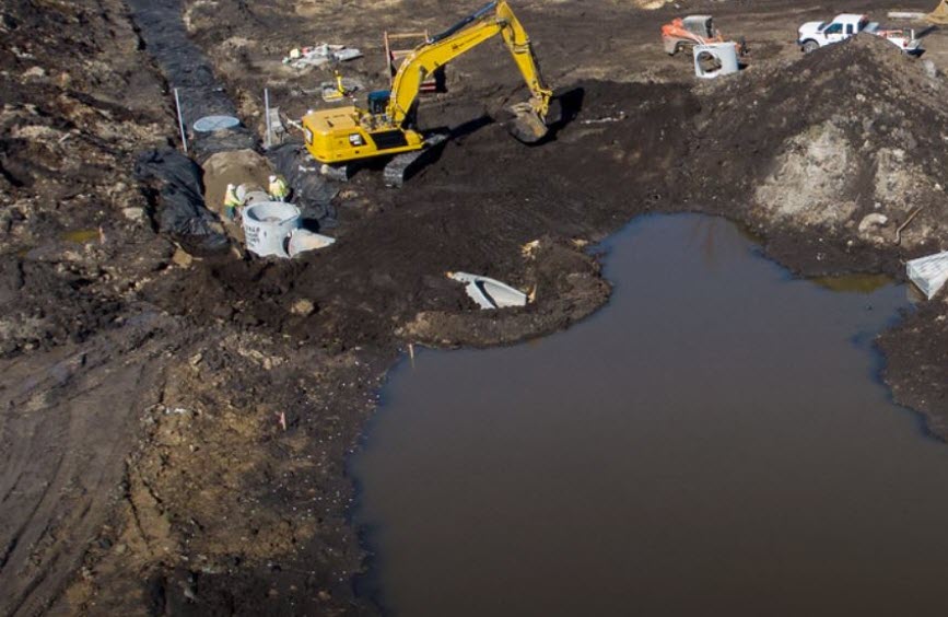 Columbia golf course and bodies of water on project site