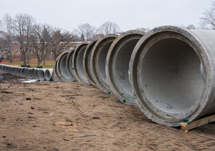 manholes lined up for Columbia Golf Course project