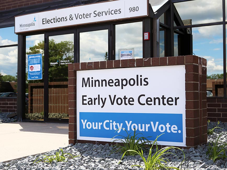 The exterior of the Elections and Voter Services Early Vote Center