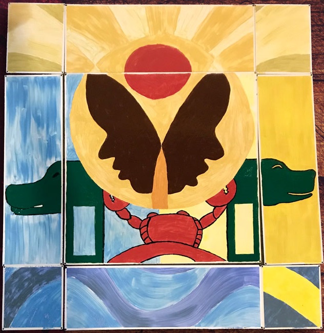 Art tile showing John Biggers Seed public art