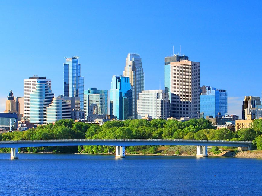 Downtown Minneapolis at dusk