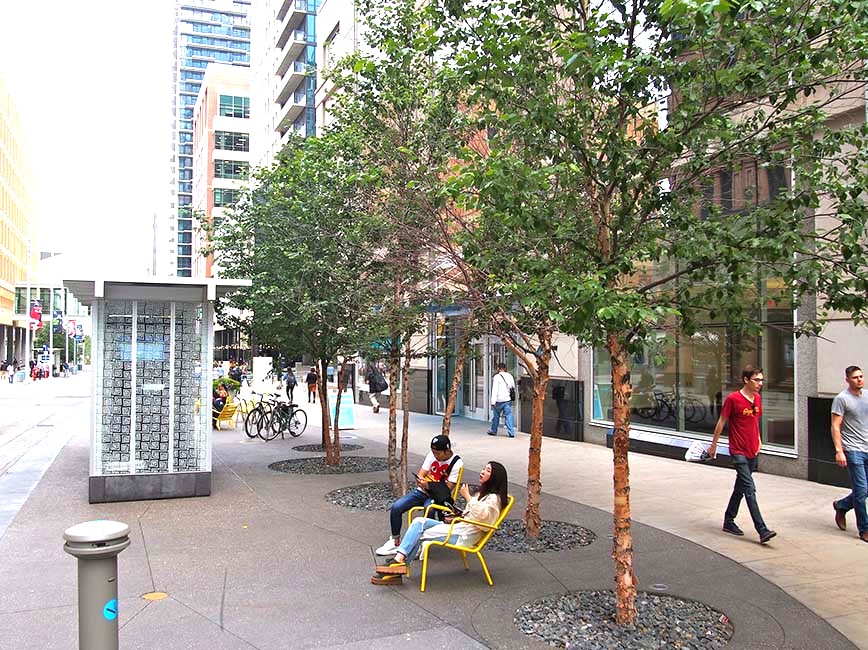 People enjoying Nicollet Mall.