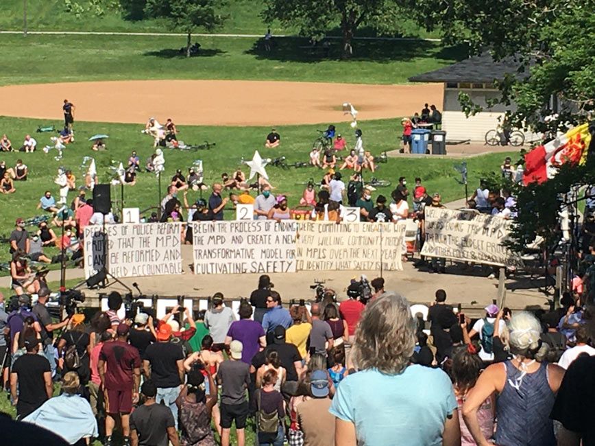 On June 7, Reclaim the Block and Black Visions Collective hosted a rally to call for the defunding of Minneapolis Police Department at Powderhorn Park.