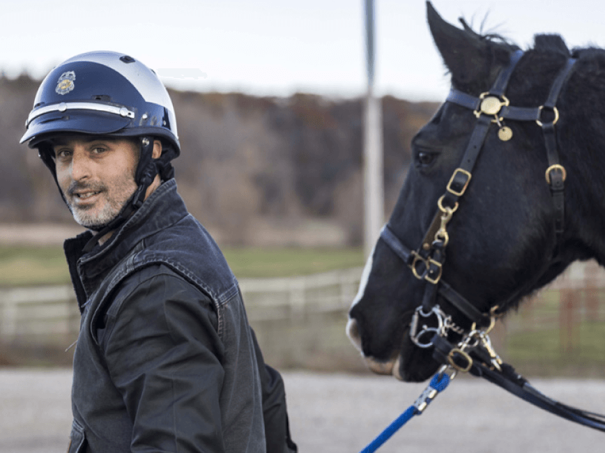 Officer with horse.