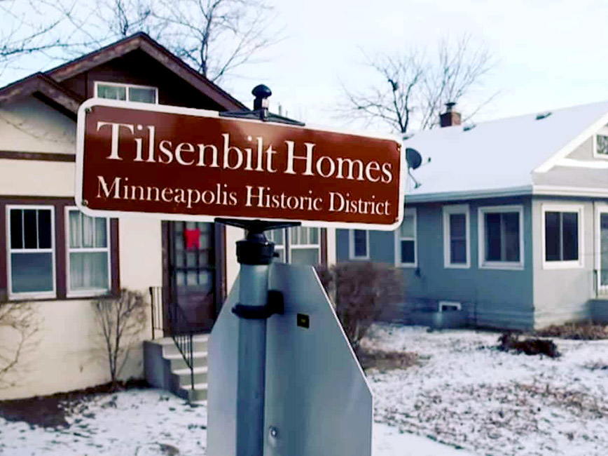The Tilsenbilt Homes Historic District consists of 28 modest single-family homes located along 4th Ave S and 5th Ave S between 39th St E and 47th S E.
