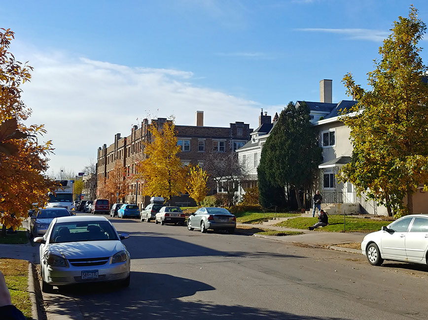 A mixed residential street in Minneapolis.