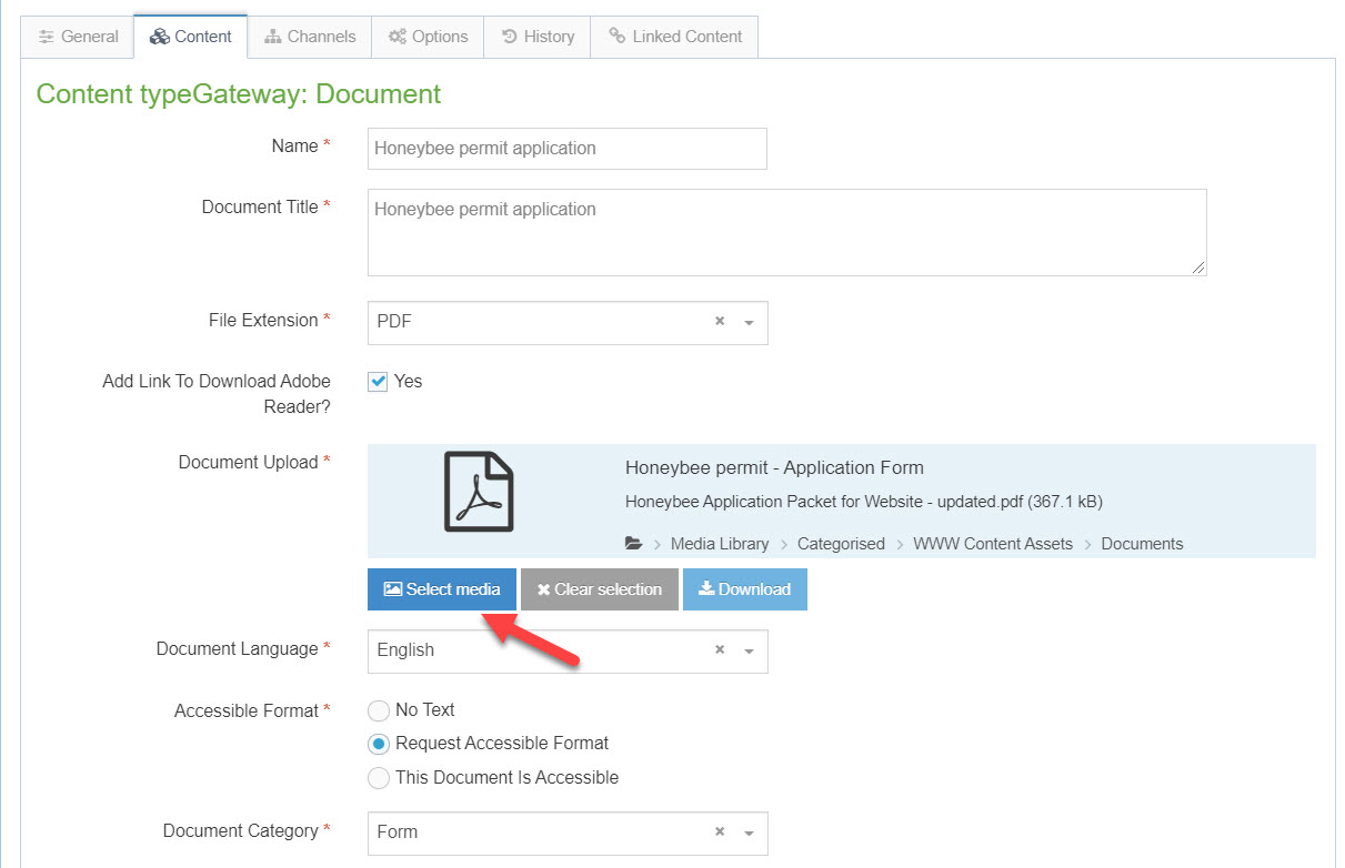 Gateway Document content type Gateway Document content type