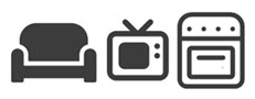 Couch, Tv, Stove icons Couch, Tv, Stove icons