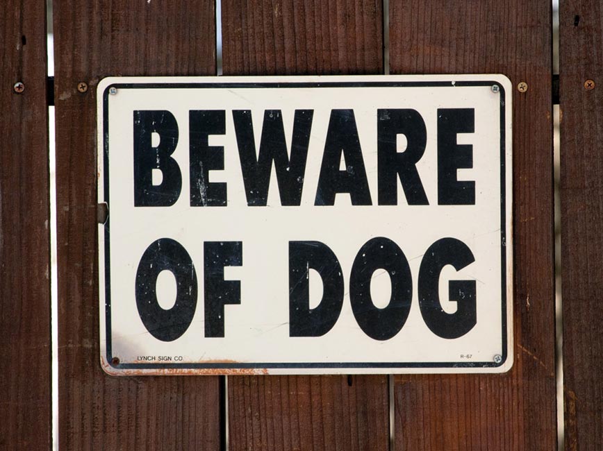 Beware of dog sign