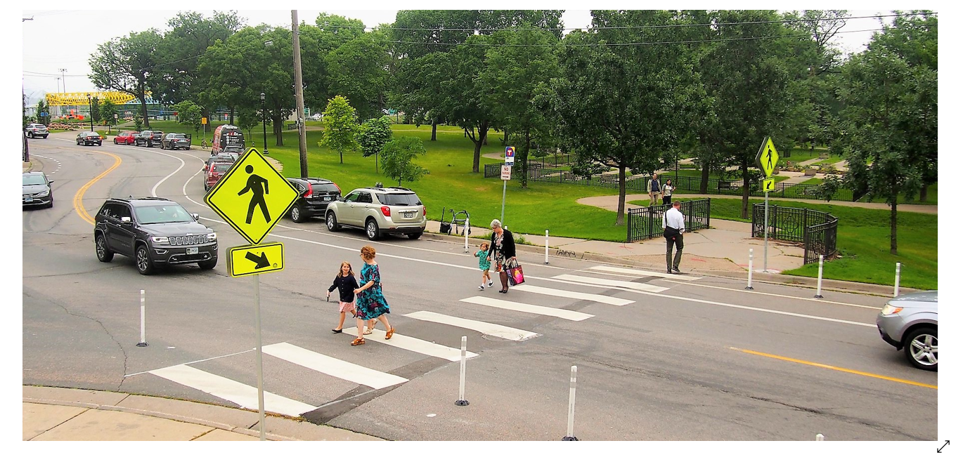 people walking in crosswalk minneapolis