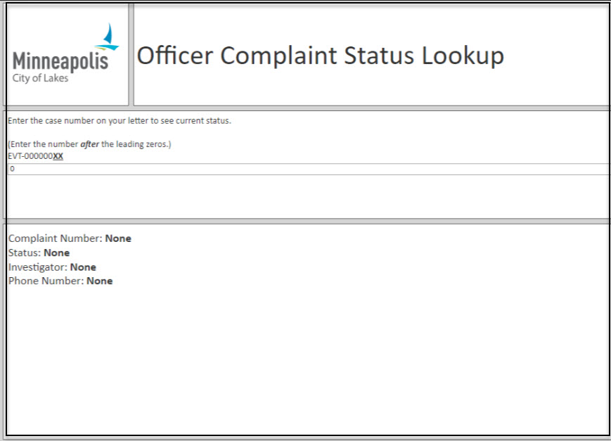 Officer complaint status lookup