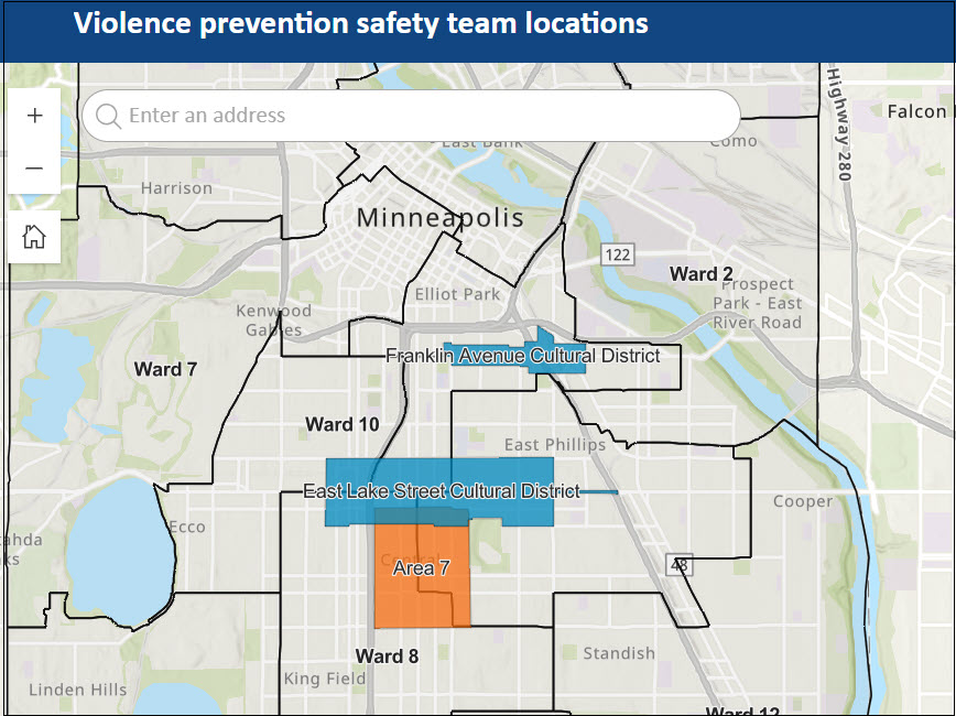 Violence prevention safety team locations dashboard tile