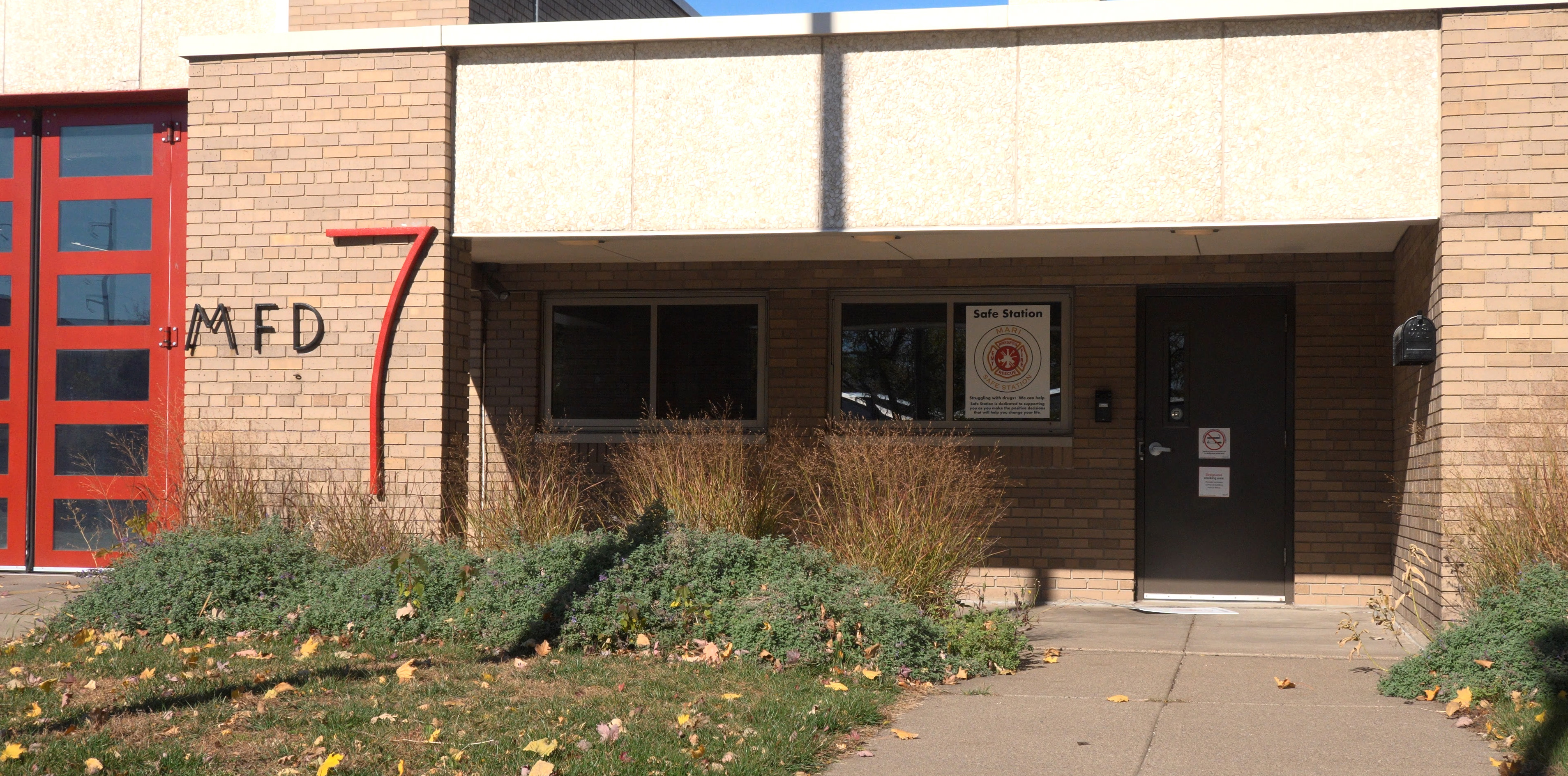 The outside of Fire Station 7, featuring the door to enter to access the Safe Station