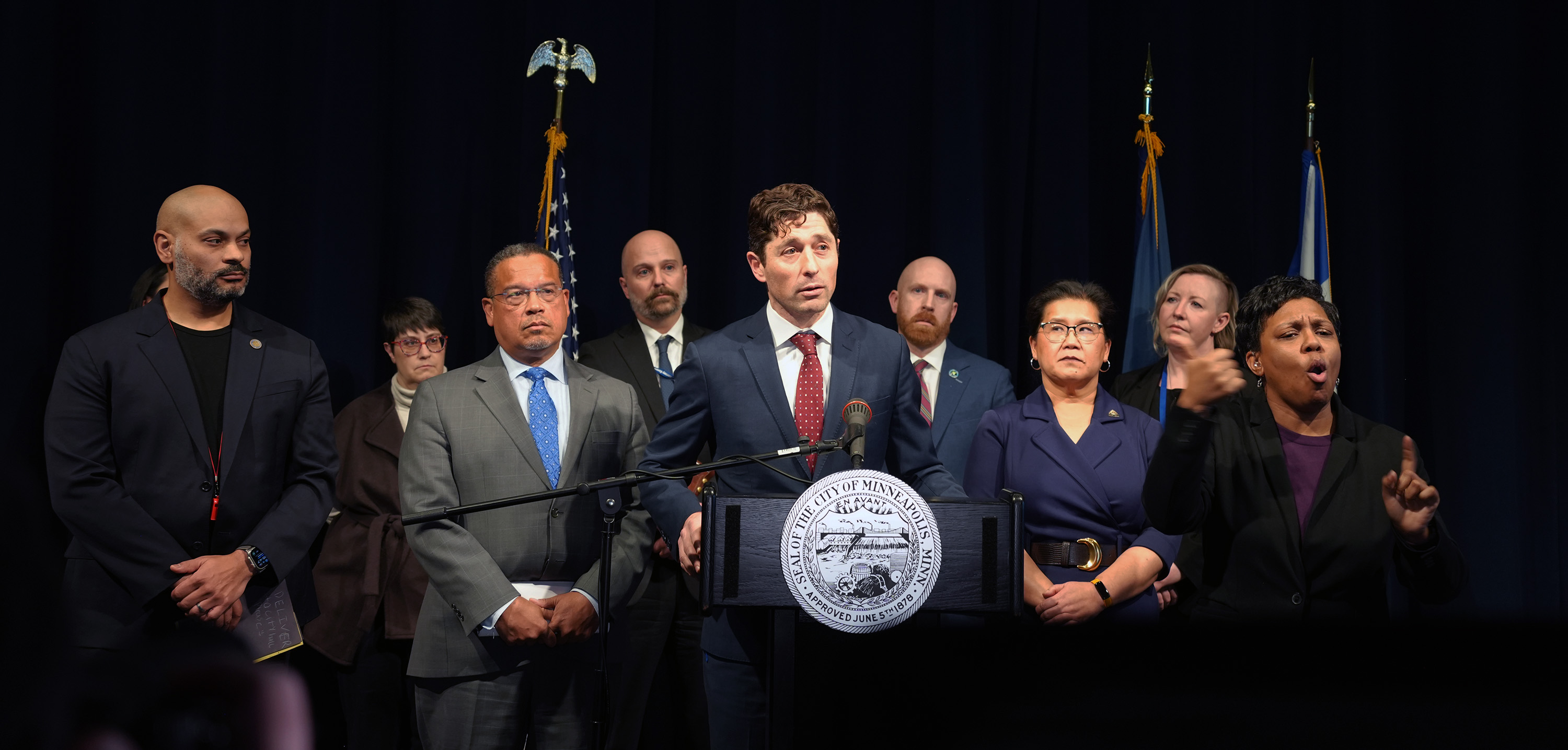 Mayor Frey speaks at a press conference