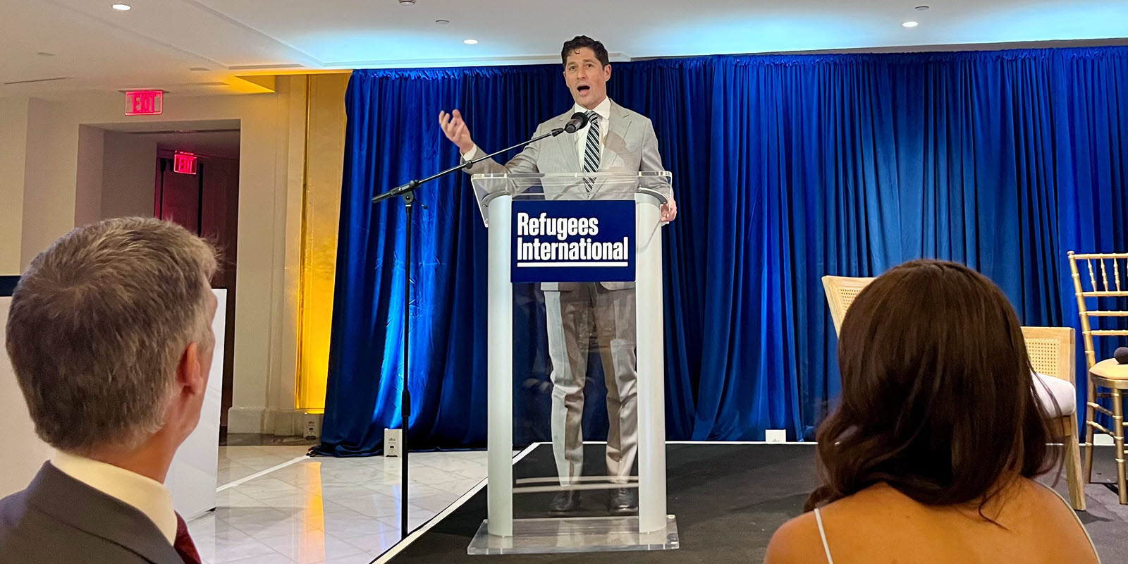 Mayor Frey speaks at the Refugees International Advocacy Awards program.
