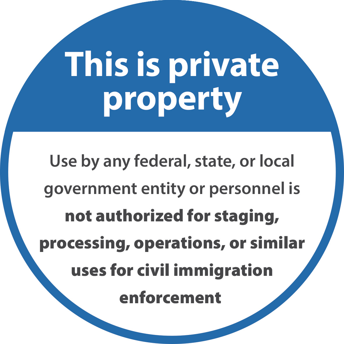 Reads: Use by any federal, state, or local government entity or personnel is not authorized for staging, processing, operations, or similar uses for civil immigration enforcement