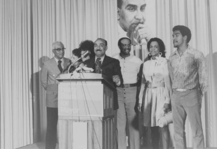 Harry Davis, Sr. during his mayoral campaign in 1971