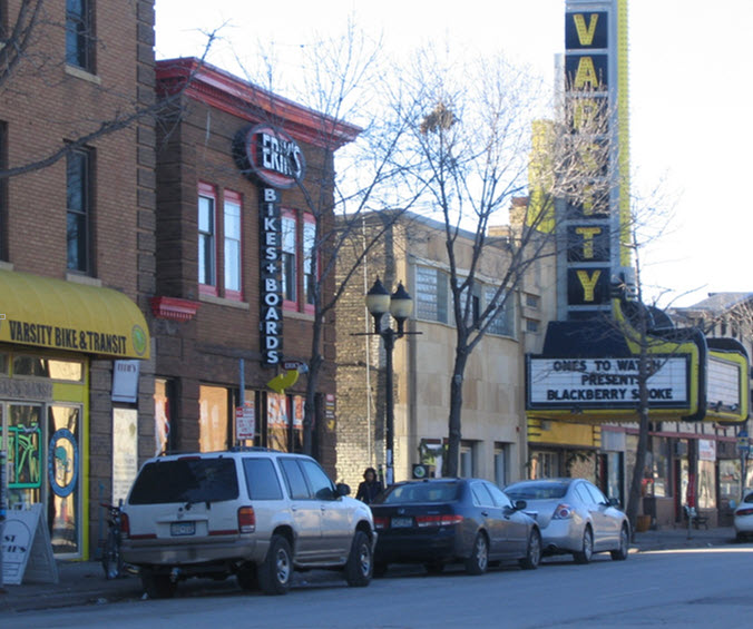 Buildings in the Dinkytown Historic District in 2015