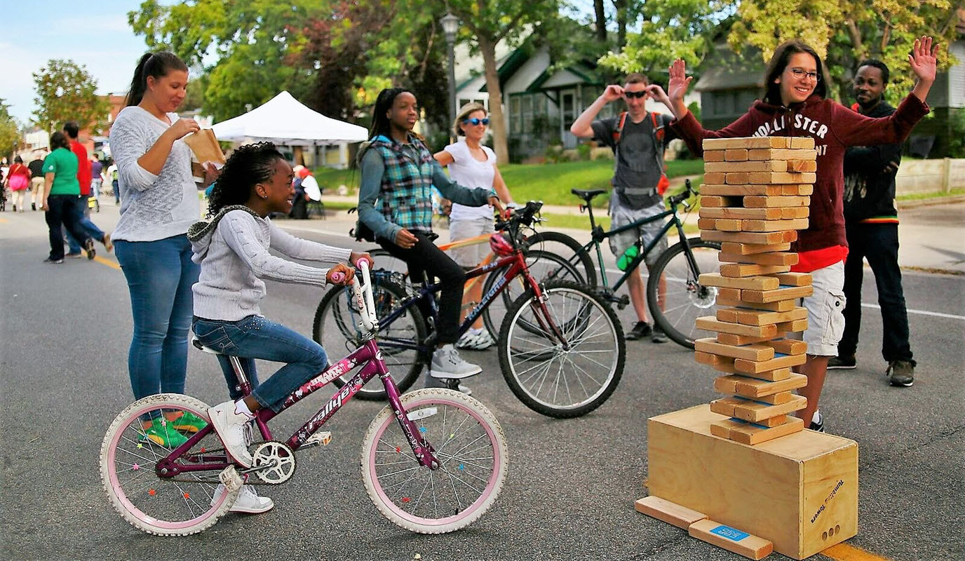 kids playing during open streets