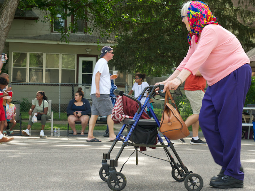 Elderly woman at open streets Minnehaha