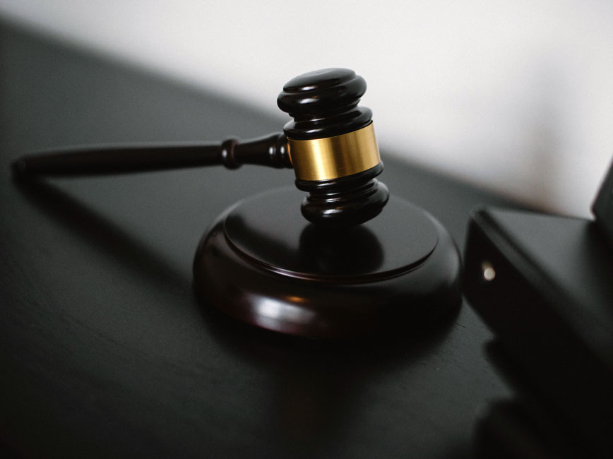 Gavel sitting on desk