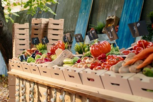 Farm stand selling vegetables