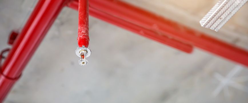 Fire sprinkler system on ceiling