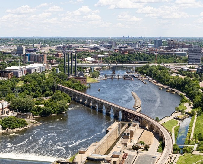 Minneapolis skyline with river