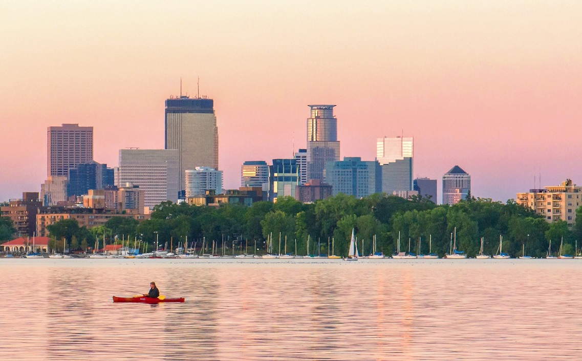 Bde Maka Ska Minneapolis skyline