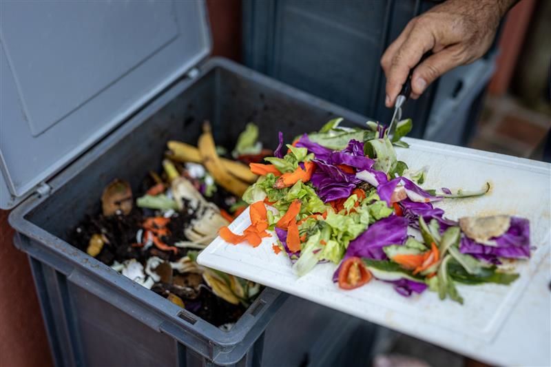 Person composting organics