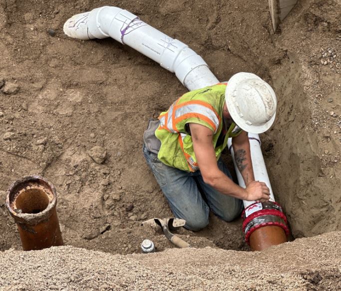 Stormwater on hard surface going into sewer drain