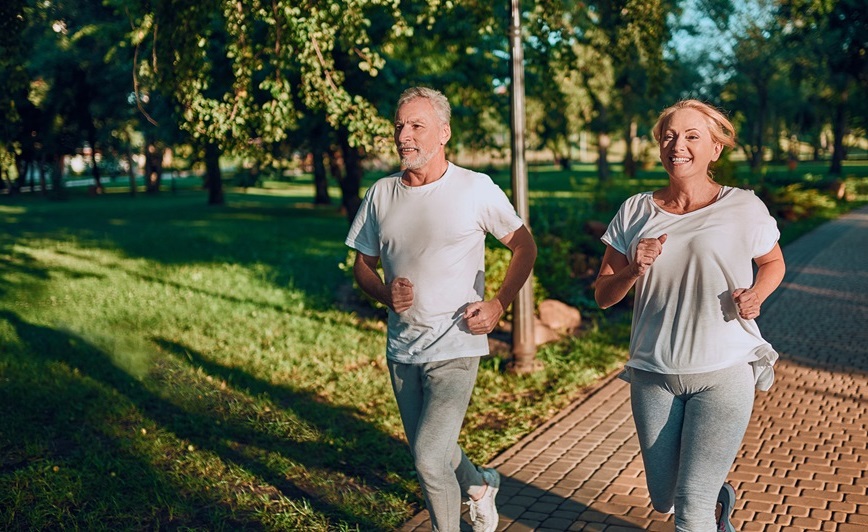 Senior adults running Senior adults running