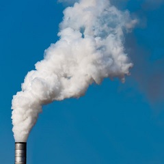 Air pollution from factory smokestack