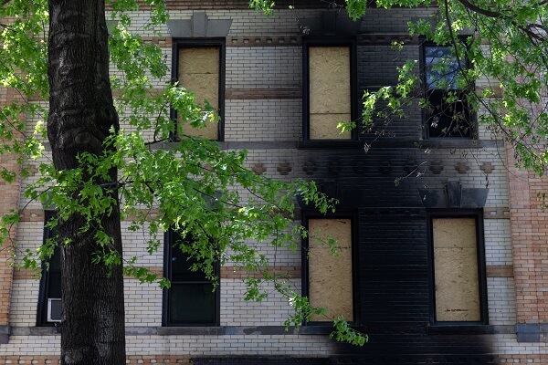Boarded building