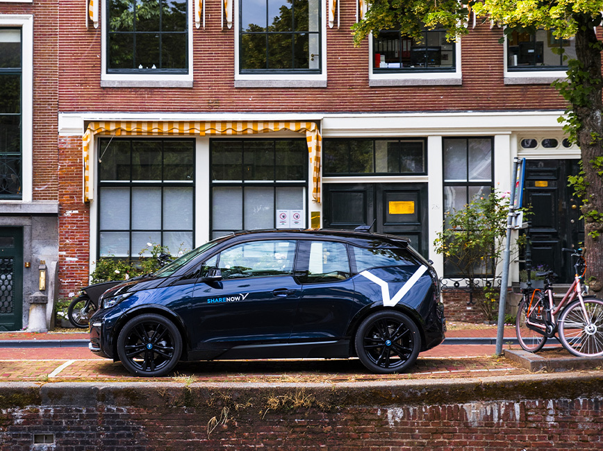 car parked in front of a building