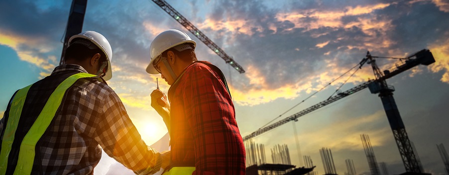 Contractors on construction site