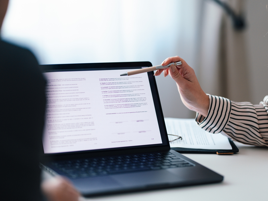 Document on laptop