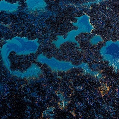 Close up of an oil spill