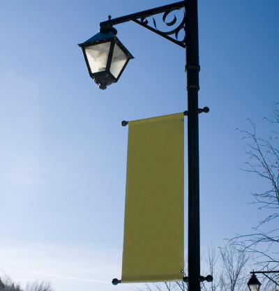 Banner on metal pole
