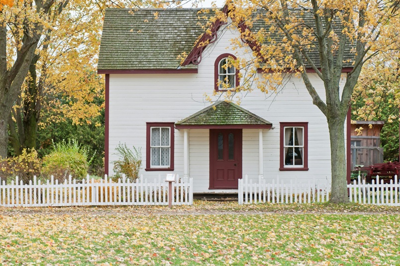 House with trees in front