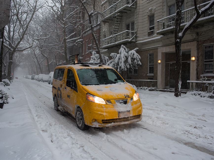 Taxi in the snow